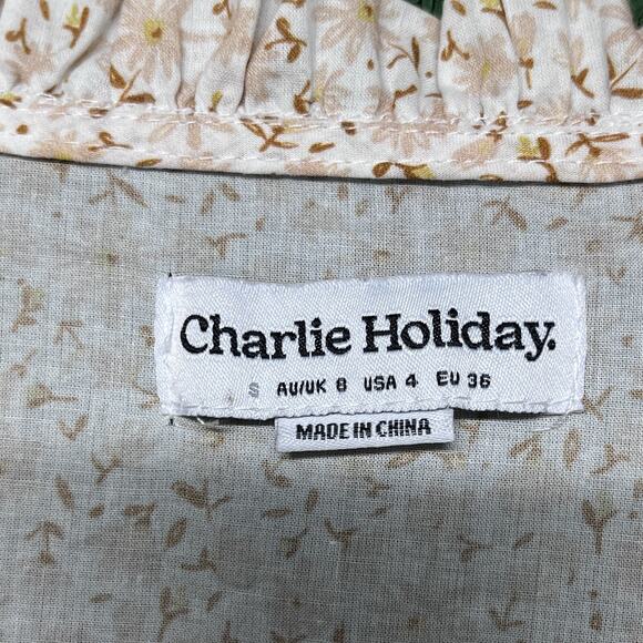 CHARLIE HOLIDAY ANTHROPOLOGIE Dress‎ Women 4 Orange Floral Boho Cottage 2803 - Picture 4 of 11